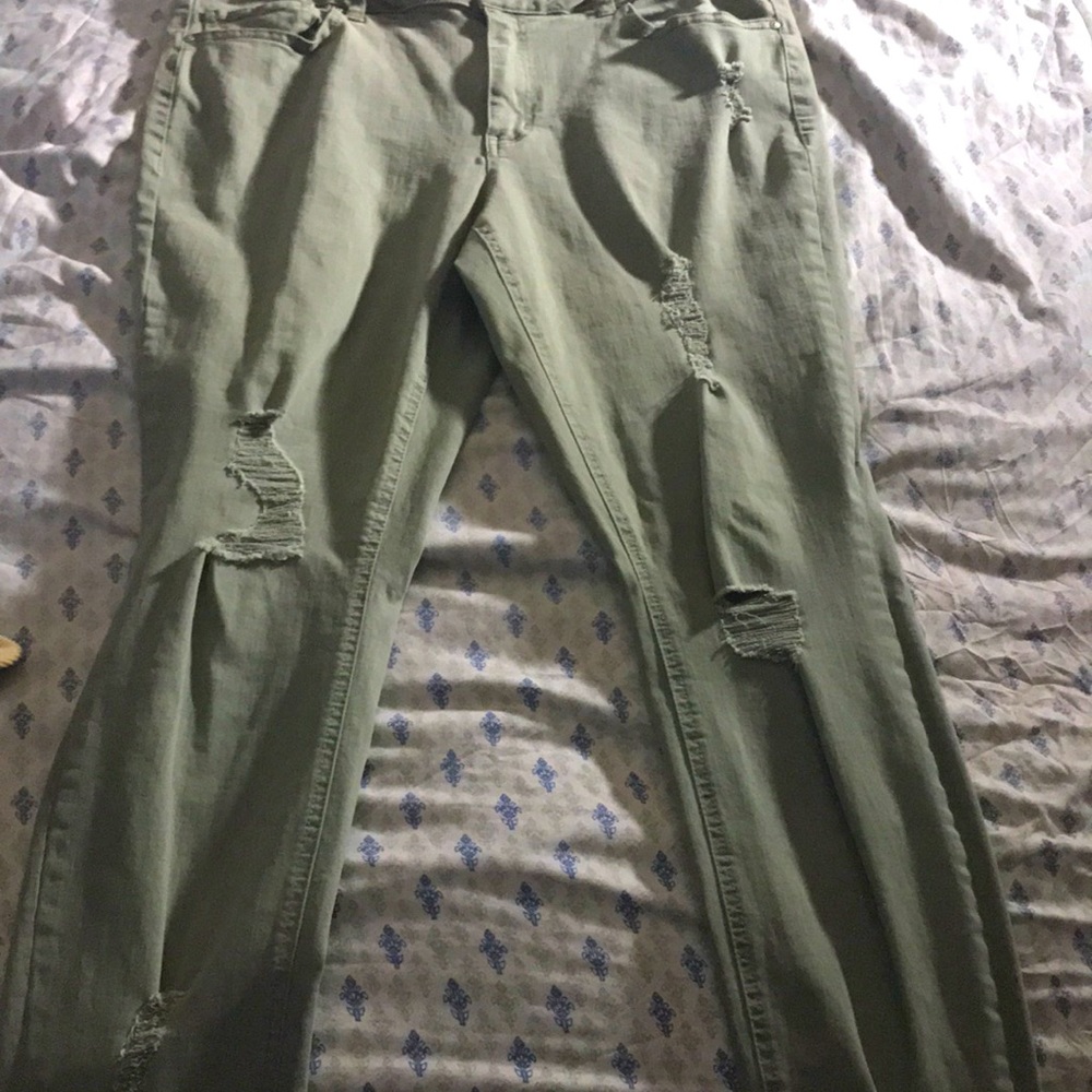 Green Refuge Ripped Skinny Jeans